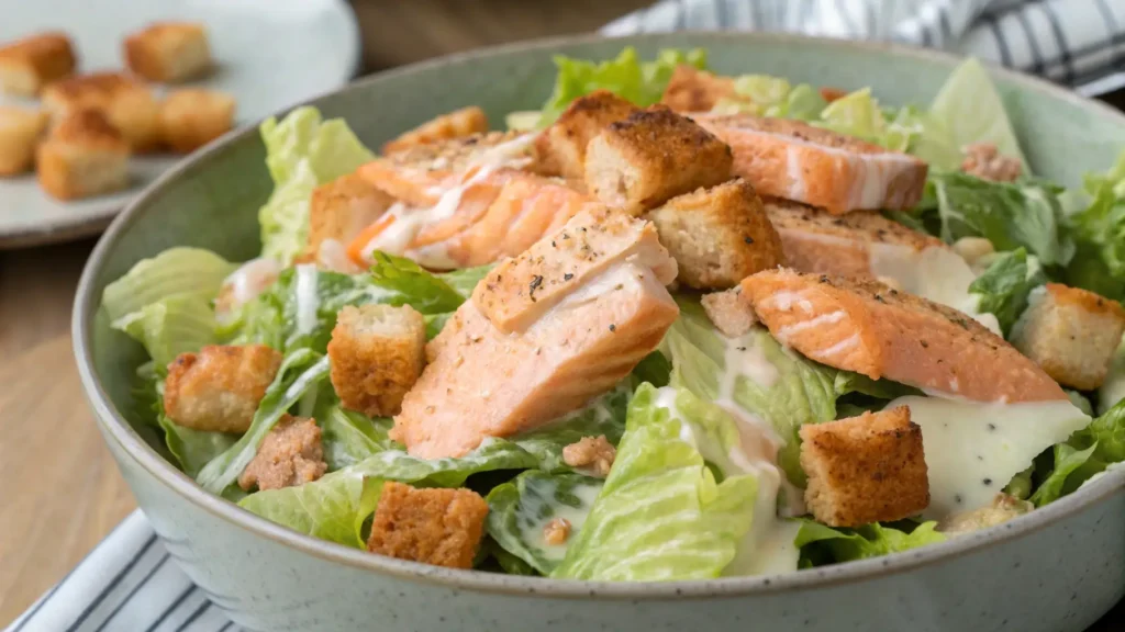 Nutritious Salmon Caesar Salad for a Perfect Lunchtime Meal