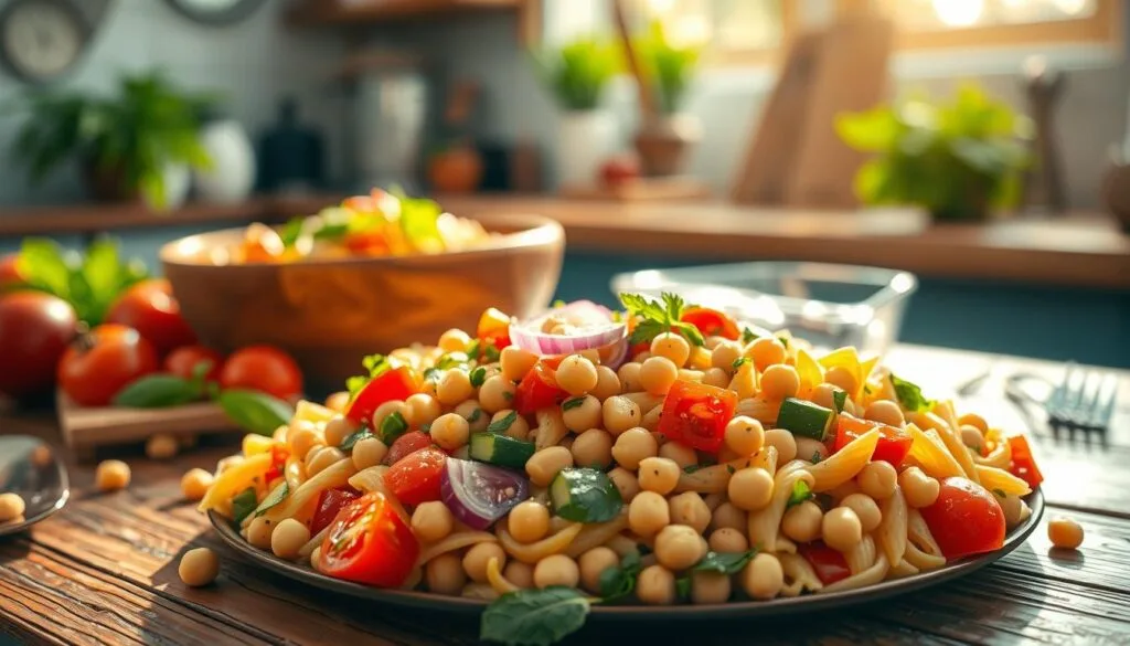 mediterranean chickpea pasta salad